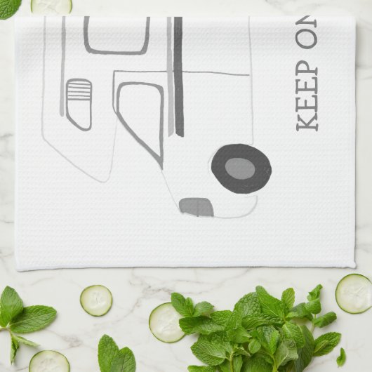 HOUD ROLLIN Retro Camper Motorhome RV B&W Theedoek (Gevouwen)