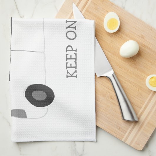 HOUD ROLLIN Retro Camper Motorhome RV B&W Theedoek (Quarter Fold)