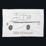 HOUD ROLLIN Retro Camper Motorhome RV B&W Theedoek<br><div class="desc">Decoreer je keuken met deze coole handdoek. Het maakt een geweldige huisopwarming of een cadeau ter gelegenheid van de verjaardag! U kunt het aanpassen en tekst ook toevoegen. Bekijk mijn winkel voor nog veel meer kleuren en patronen,  plus bijpassende keukenspullen!</div>