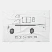 HOUD ROLLIN Retro Camper Motorhome RV B&W Theedoek (Horizontaal)