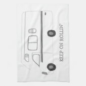 HOUD ROLLIN Retro Camper Motorhome RV B&W Theedoek (Verticaal)