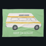 HOUD ROLLIN Retro Campervan Motorhome RV Green Theedoek<br><div class="desc">Decoreer je keuken met deze coole handdoek. Het maakt een geweldige huisopwarming of een cadeau ter gelegenheid van de verjaardag! U kunt het aanpassen en tekst ook toevoegen. Bekijk mijn winkel voor nog veel meer kleuren en patronen, plus bijpassende keukenspullen!</div>