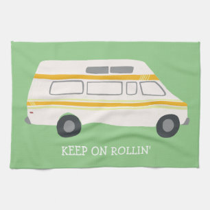 HOUD ROLLIN Retro Campervan Motorhome RV Green Theedoek