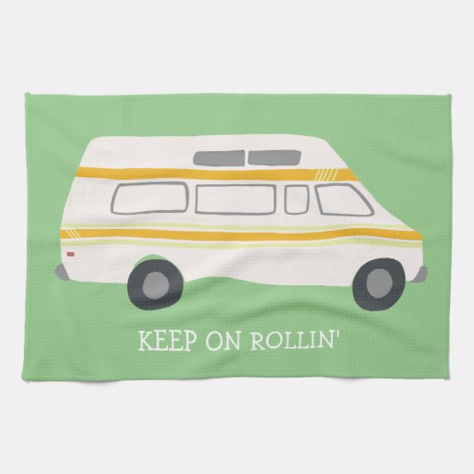 HOUD ROLLIN Retro Campervan Motorhome RV Green Theedoek (Horizontaal)