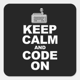 Houd rustig en code op vierkante sticker