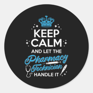 Houd rustig en laat de apotheker omgaan ronde sticker