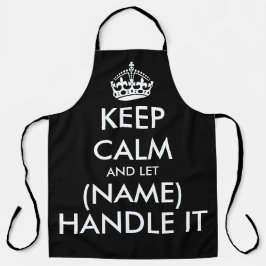 Houd rustig en laat (naam) het met een grappige zw schort