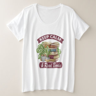 Houd rustig en lees een boek grote maat t-shirt