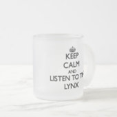 Houd rustig en luister naar de Lynx Matglas Koffiemok (Voorkant rechts)