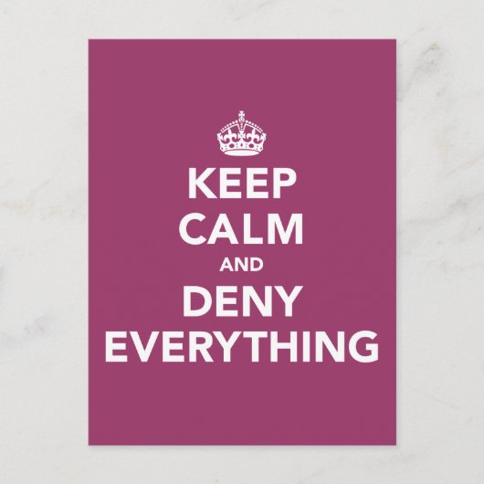 Houd rustig en ontken alles briefkaart (Voorkant)