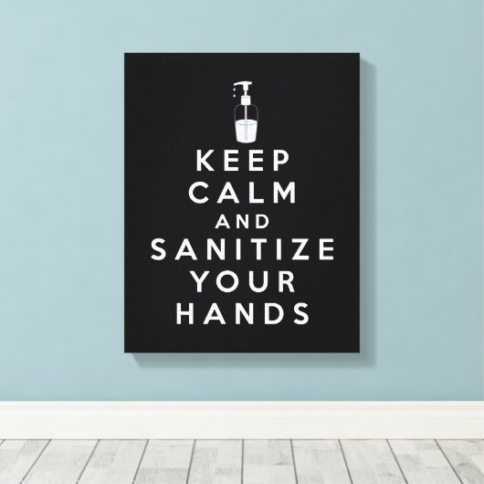 Houd rustig en ontsmet je handen canvas afdruk (Insitu (Houten vloer))