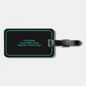 Houd rustig en reis meer grappige neonblauwe koffe bagagelabel (Achterkant horizontaal)