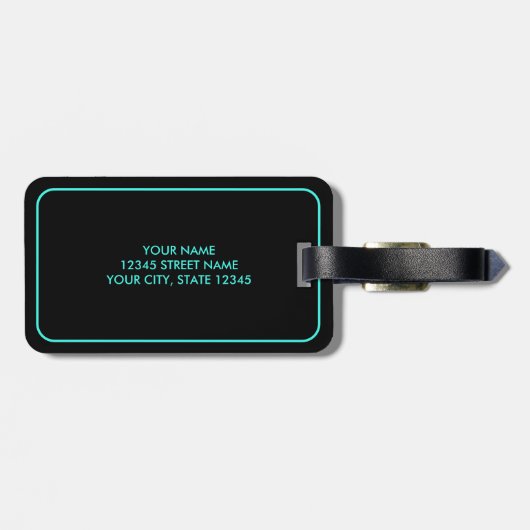 Houd rustig en reis meer grappige neonblauwe koffe bagagelabel (Achterkant horizontaal)