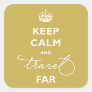 Houd rustig en reis ver handschrift Gold Vierkante Sticker