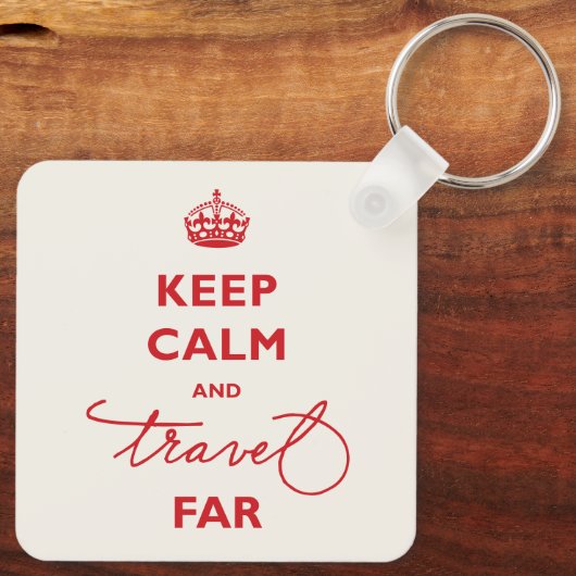 Houd rustig en reis ver handschrift rood sleutelhanger (Achterkant)