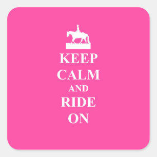 Houd rustig en rijd op (roze) vierkante sticker