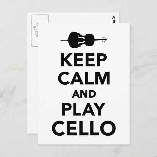 Houd rustig en speel Cello Briefkaart (Voorkant / Achterkant)