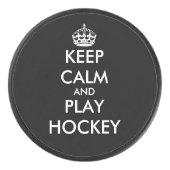 Houd rustig en speel hockey cadeau op maat hockey puck (Voorkant)
