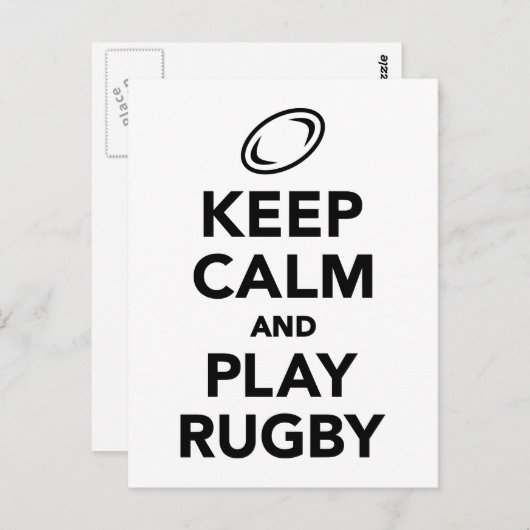 Houd rustig en speel Rugby. Briefkaart (Voorkant / Achterkant)