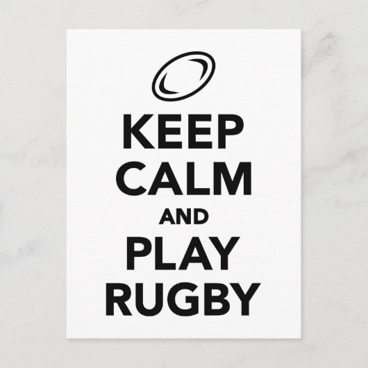 Houd rustig en speel Rugby. Briefkaart (Voorkant)