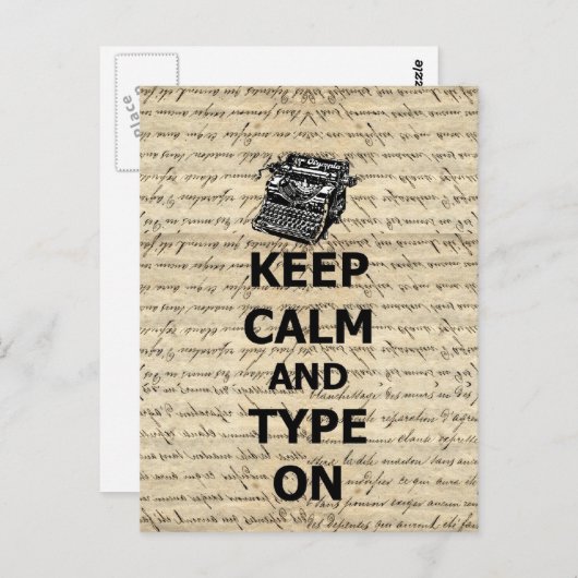 Houd rustig en typ op briefkaart (Voorkant / Achterkant)