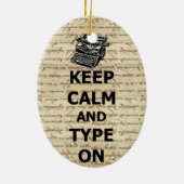 Houd rustig en typ op keramisch ornament (Achterkant)