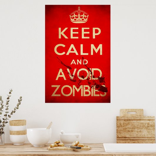 Houd rustig en vermijd zombies poster (Keuken)