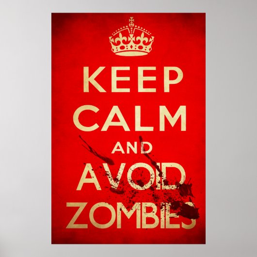 Houd rustig en vermijd zombies poster (Voorkant)