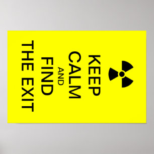 Houd rustig, geel punk poster radioactief bord