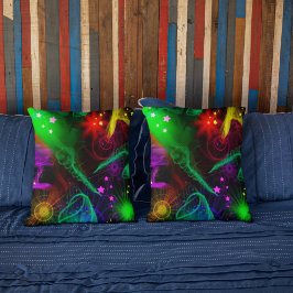 Houd Sake Neon Paint Splatter Swirls Stars Kussen