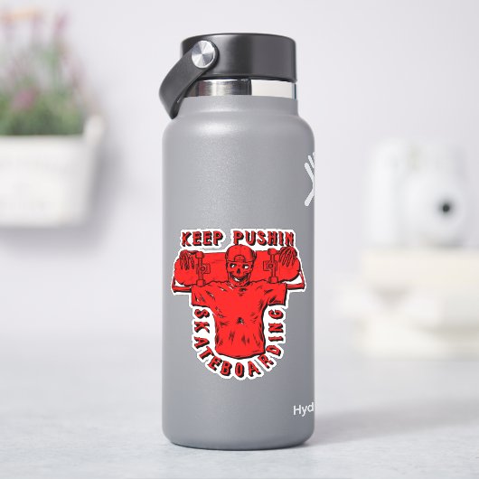 Houd Skateboarden rood - 4-inch Kus Cut Vinyl Sticker (HydroFlask)