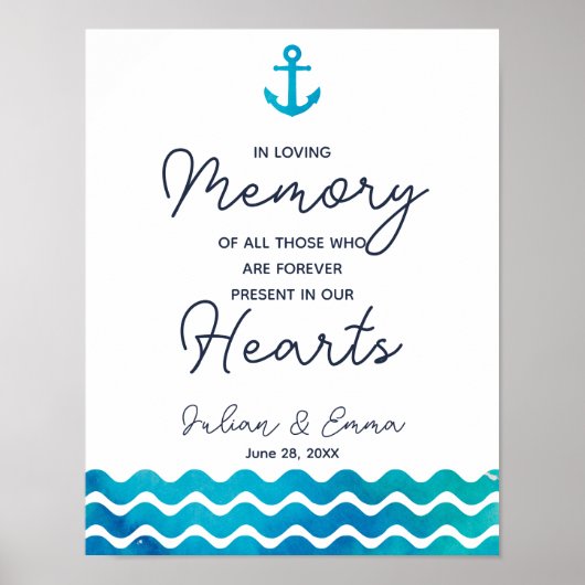 Houd-teken ter nagedachtenis zeilbruiloft anker poster (Voorkant)