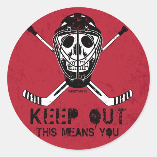 Houd uit Hockey Goalie Ronde Sticker (Voorkant)