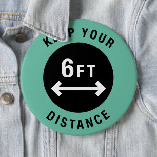 Houd uw afstand ronde button 6,0 cm