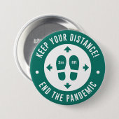 Houd uw afstand ronde button 7,6 cm (Voorkant /achterkant)