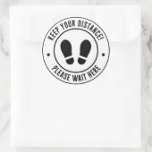 Houd uw afstand ronde sticker (Tas)