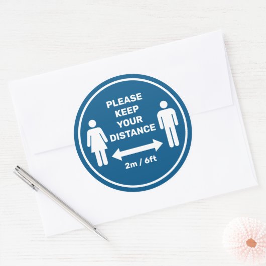 Houd uw afstand ronde sticker (Envelop)