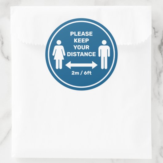 Houd uw afstand ronde sticker (Tas)