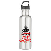Houd uw afstand - Sociale vervormende slogan Waterfles (Voorkant)
