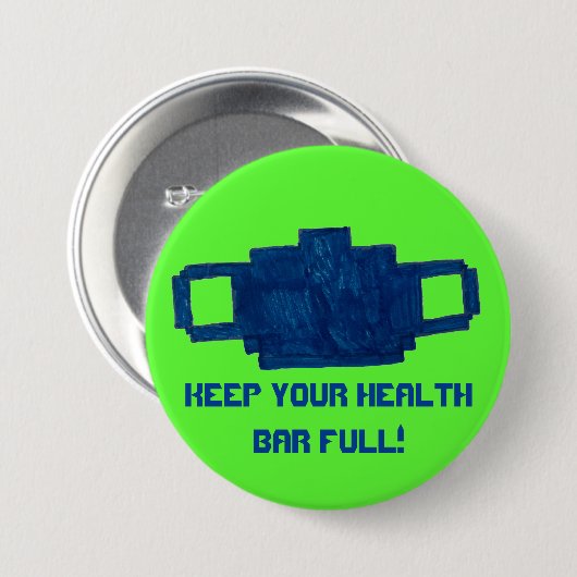Houd uw gezondheidsbalk volledig pixelmasker ronde button 7,6 cm (Voorkant /achterkant)