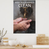 Houd uw handen schoon poster (Keuken)