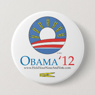 Houd uw neus vast en stem Obama 2012 op de knop Ronde Button 7,6 Cm