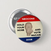 Houd uw neus vast en stem ronde button 5,7 cm (Voorkant /achterkant)