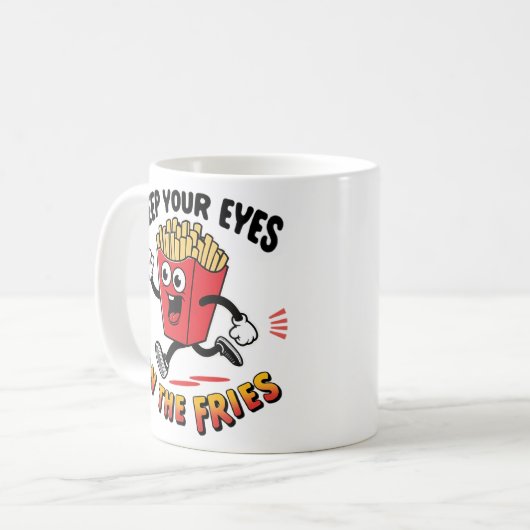 Houd uw ogen op de vingers koffiemok (Voorkant links)