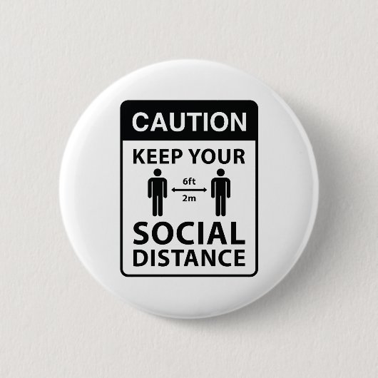 Houd uw sociale afstand ronde button 5,7 cm (Voorkant)
