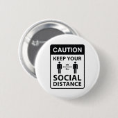 Houd uw sociale afstand ronde button 5,7 cm (Voorkant /achterkant)