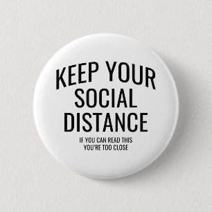 Houd uw sociale afstand ronde button 5,7 cm