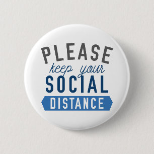 Houd uw sociale afstand ronde button 5,7 cm