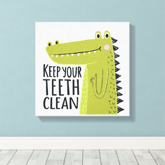 Houd uw tanden schoon canvas afdruk (Insitu (Houten vloer))