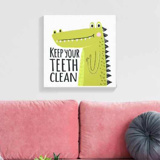 Houd uw tanden schoon canvas afdruk (Insitu (Woonkamer))